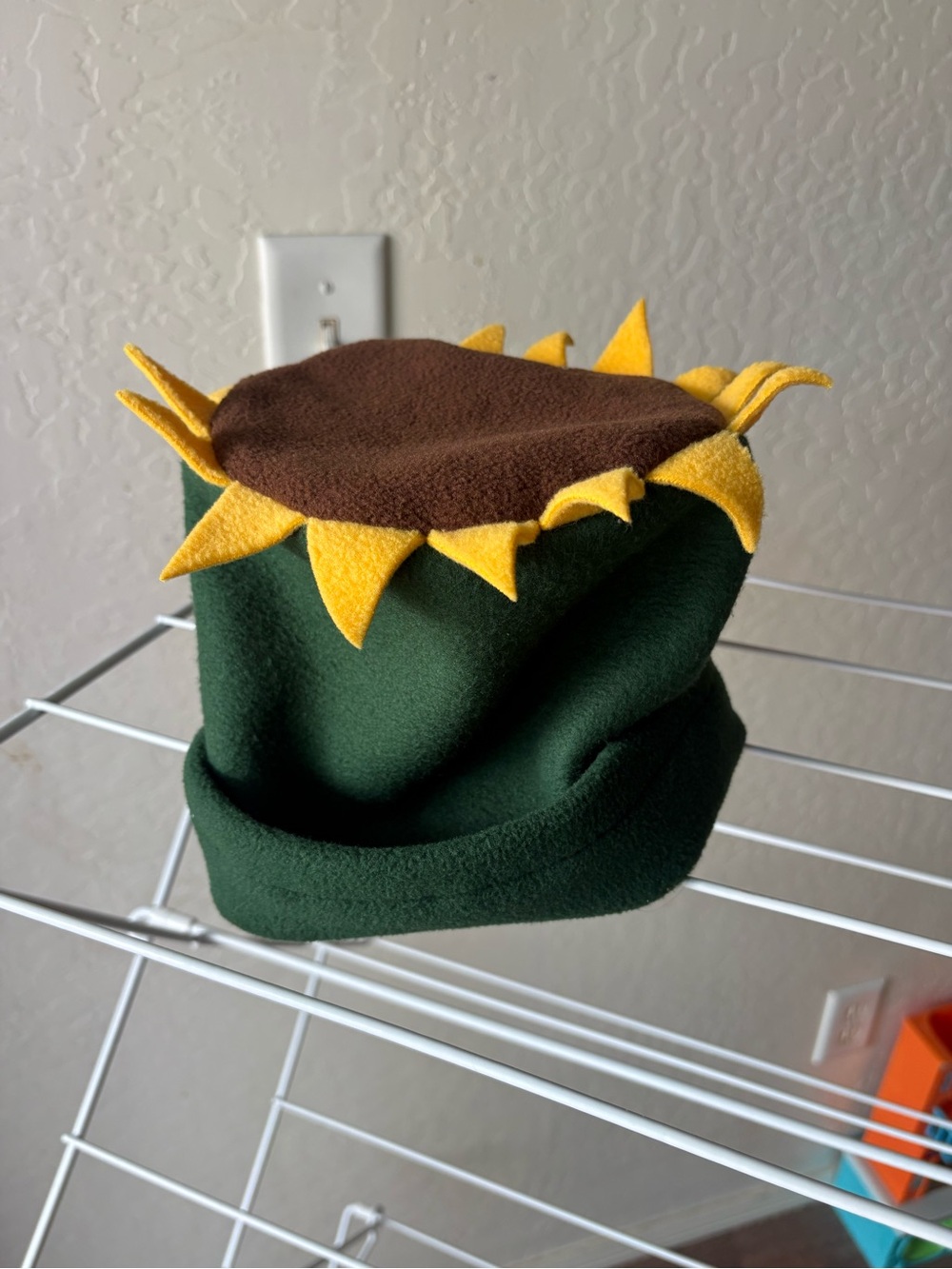 Kids Sunflower Beanie Hat - Green, Brown & Yellow